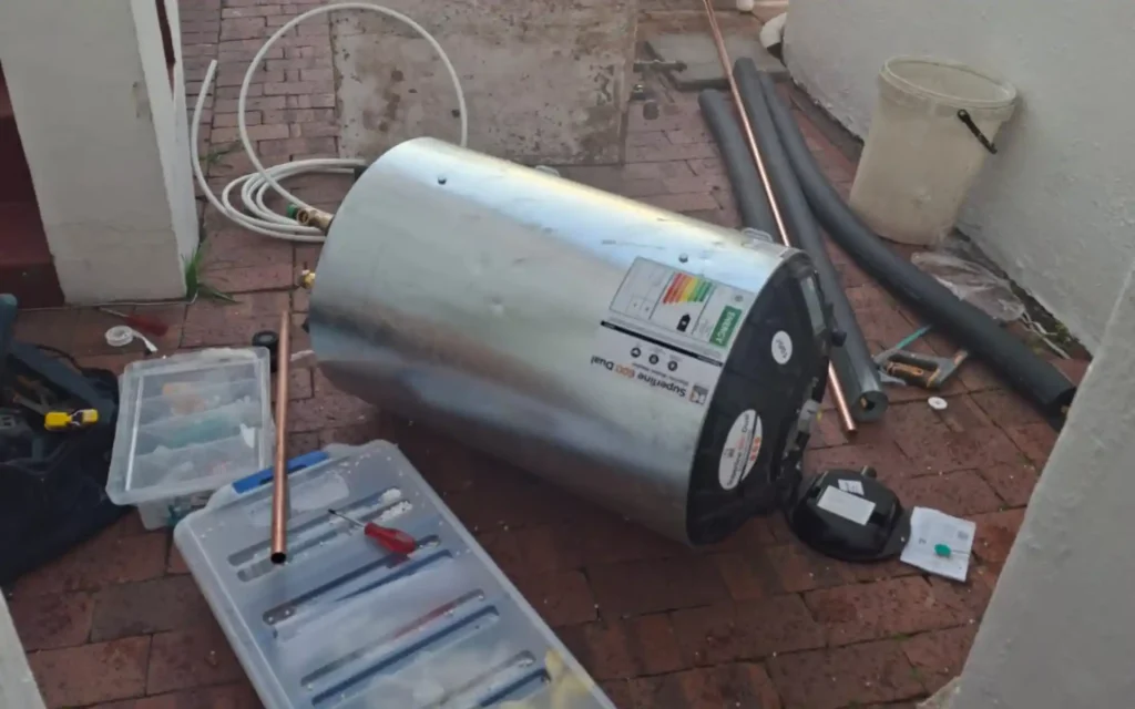 Solar geyser ready for installation on a Cape Town property